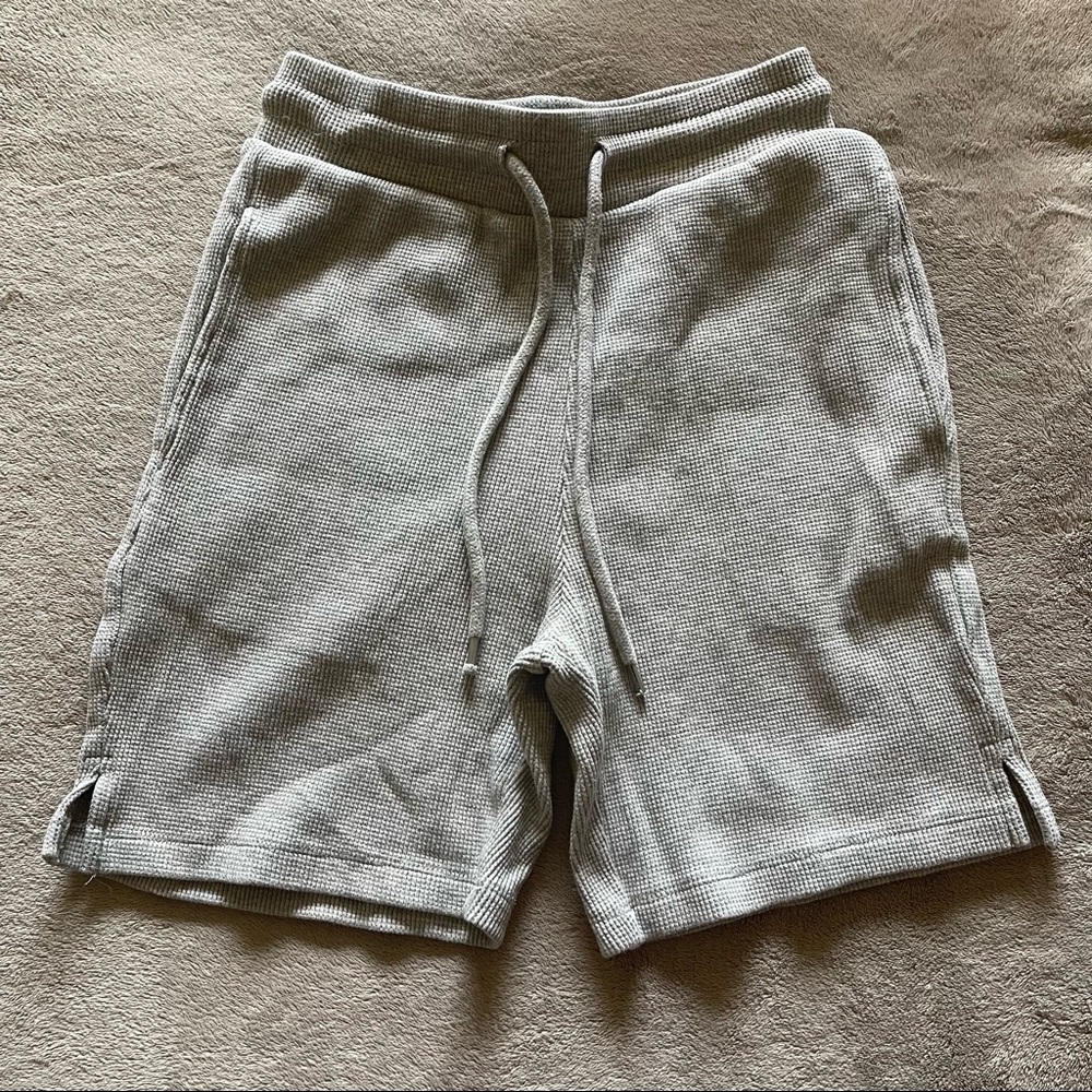 Gray Waffle Knit Shorts